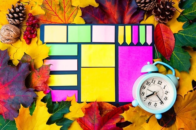 A close-up of a weekly planner with colorful time blocks, showcasing different tasks and activities scheduled throughout the week. Notes and stickers add visual cues for prioritization.