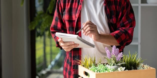 A person using a planner to schedule their day. The planner includes time blocks for work tasks, breaks, and personal activities.
