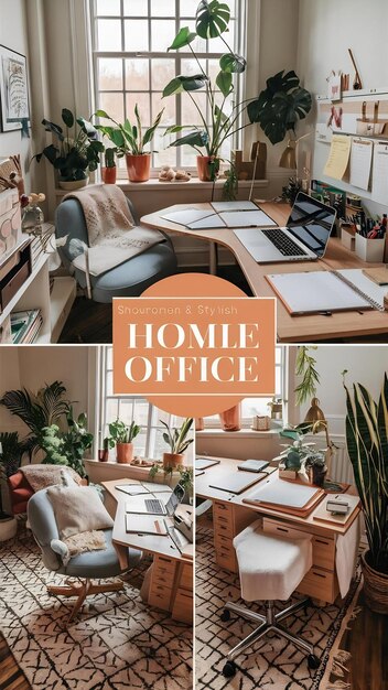 A collage of four images. The images show: a tidy living room with a desk and ergonomic chair; a well-equipped kitchen with modern appliances; a bright, comfortable bedroom; a digital nomad happily interacting with a dog while housesitting.