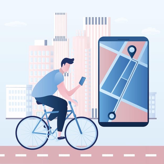 A split screen showing a digital nomad riding a bicycle in a sunny, coastal city on one side and using a public transportation card to enter a subway station on the other, illustrating eco-friendly and cost-effective transportation options.