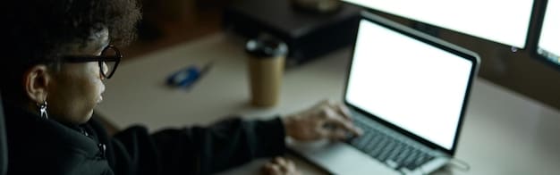Remote workers attend a virtual cybersecurity training session on their laptops, with a cybersecurity awareness poster visible in the background.