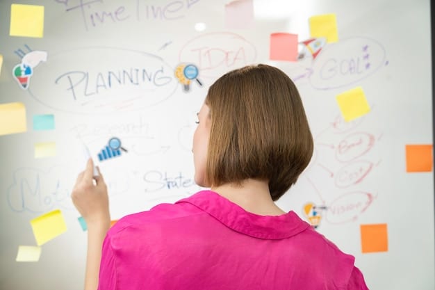 A digital whiteboard with sticky notes representing ideas generated during a remote brainstorming session. Each note contains a different idea, and connections are drawn between related concepts. It illustrates a structured approach to remote ideation.