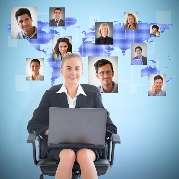 A virtual team meeting with participants from different locations in the US, each contributing unique insights and ideas. The setting emphasizes diversity, collaboration, and the sharing of different perspectives.