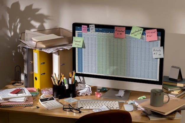 A person overwhelmed at their remote workstation with multiple uncompleted tasks stacked on their desk, symbolizing the pitfalls of trying to stack too many habits at once.