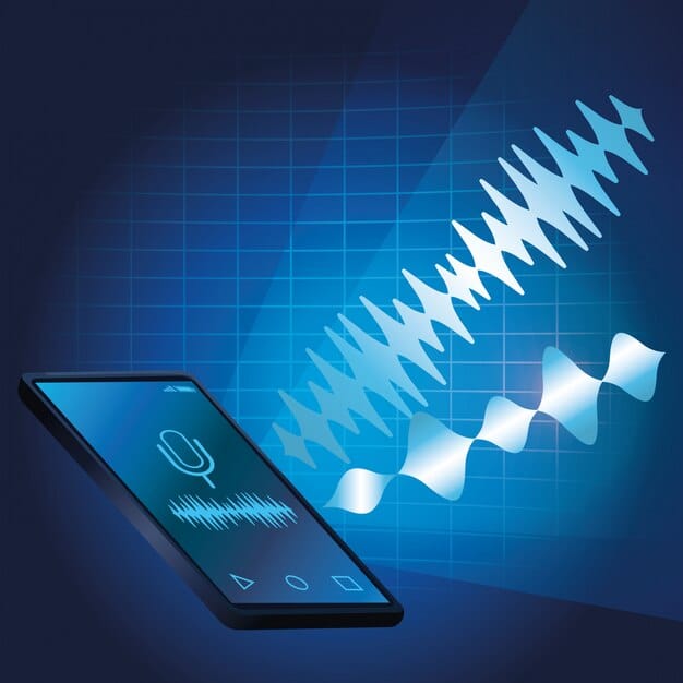 A graphic illustrating different types of noise frequencies being filtered out by a noise-canceling app. The graphic should show various sound waves (low, mid, high frequency) being blocked or reduced by the app's filter. The text overlay should read 