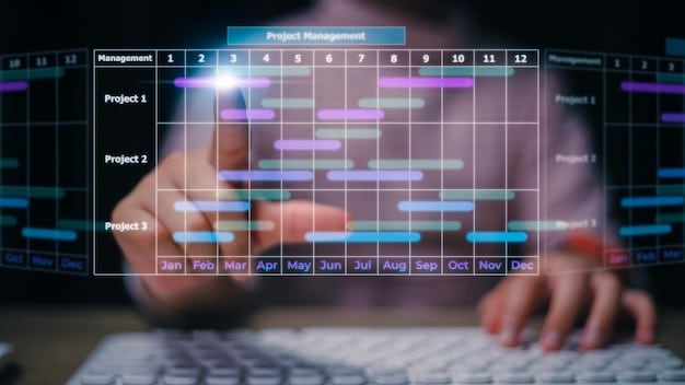 A screenshot of project management software displaying a clear, visually appealing dashboard with project timelines, task assignments, and real-time progress updates. The software interface is clean and intuitive.