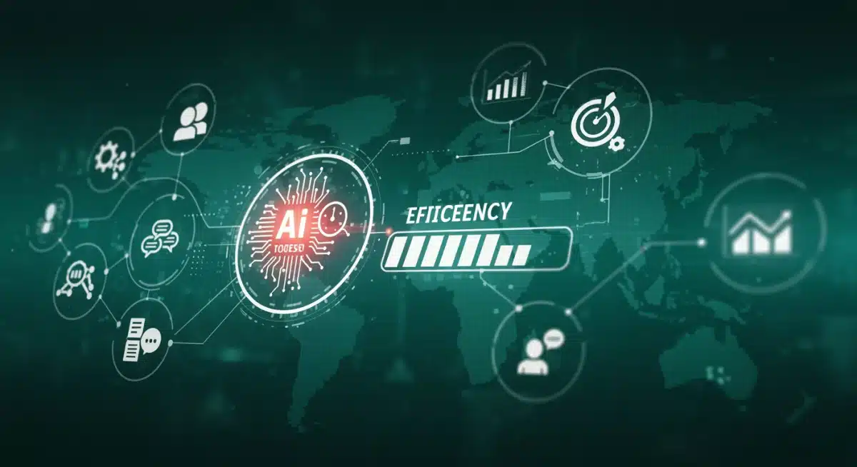 Infographic showing AI project management tool workflow and efficiency gains