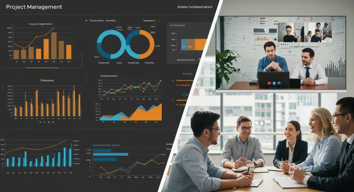 Project management dashboard with team video conference collaboration