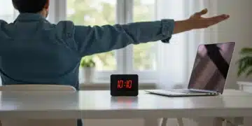 Person taking a 10-minute break to recharge focus in a remote work setting