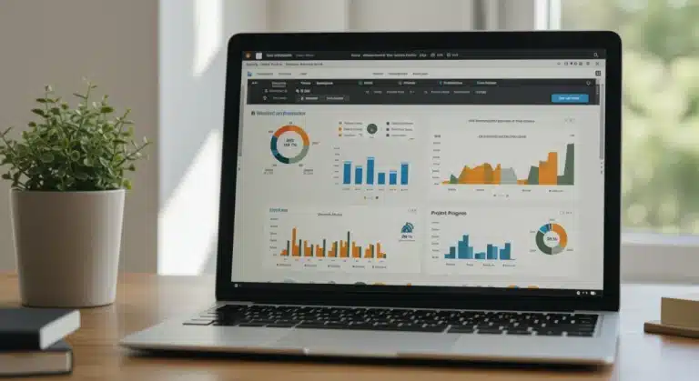 Modern time-tracking software dashboard showing billable hours and productivity metrics.