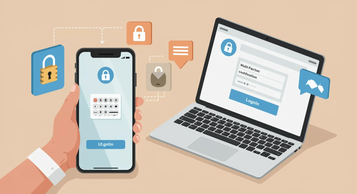 Multi-factor authentication process on phone and laptop for secure login