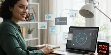 Person saving time using productivity software for task automation