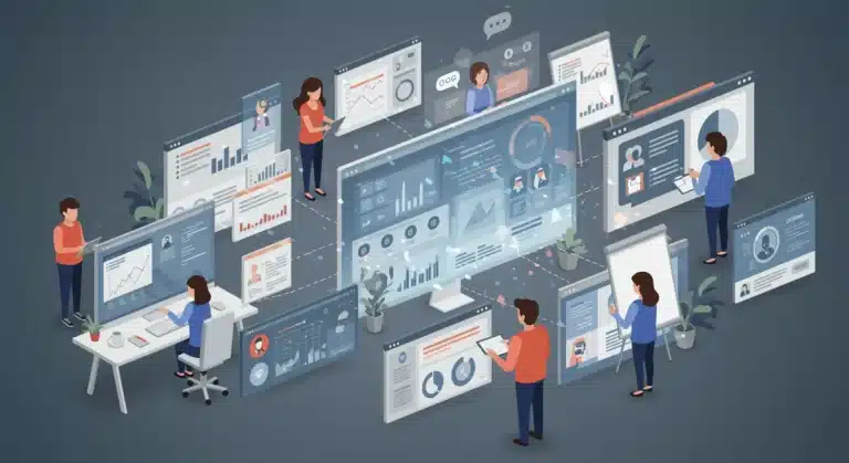 Diverse remote team collaborating digitally with advanced communication tools