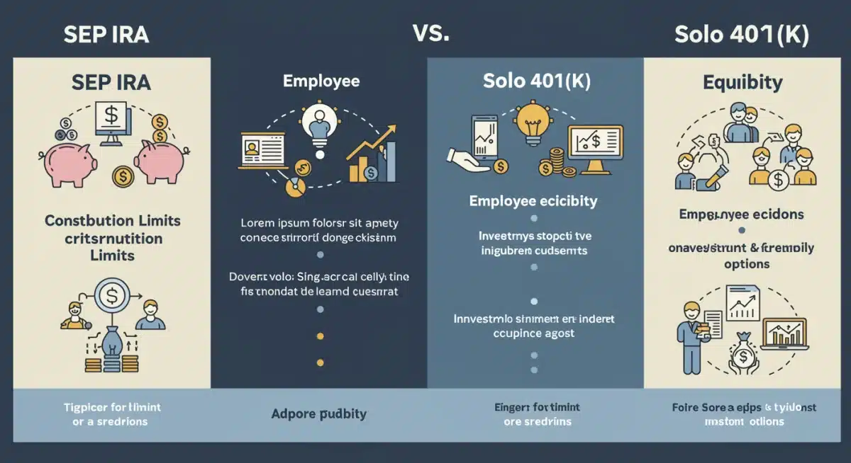 Comparison chart of SEP IRA vs Solo 401(k) features