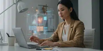 Woman using Eisenhower Matrix on holographic display for productivity in 2026