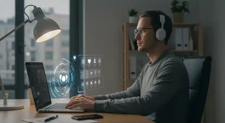 Focused remote worker using smart notification management tool in 2026