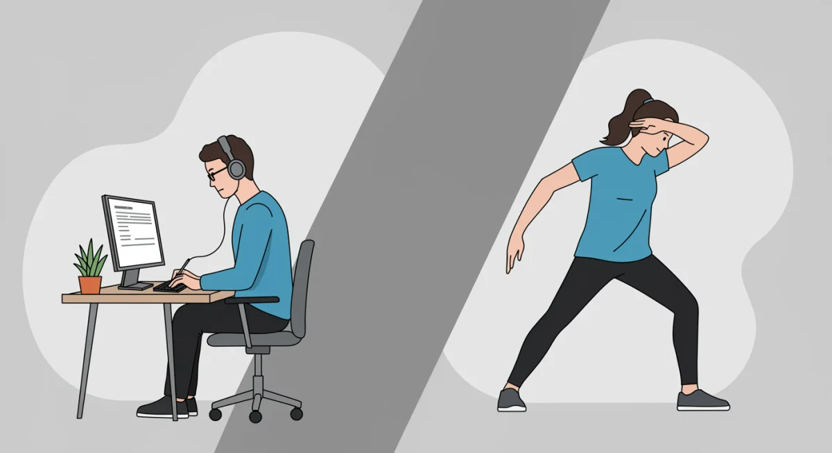 Remote worker balancing focused work and active breaks using Pomodoro