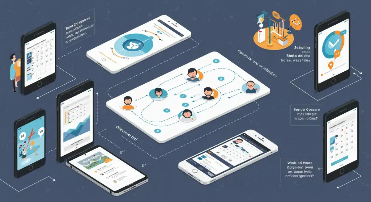 Infographic showing time zone synchronization tools and apps