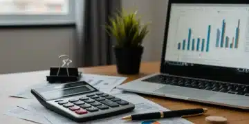 Freelancer analyzing 2026 US tax law changes with calculator and financial documents