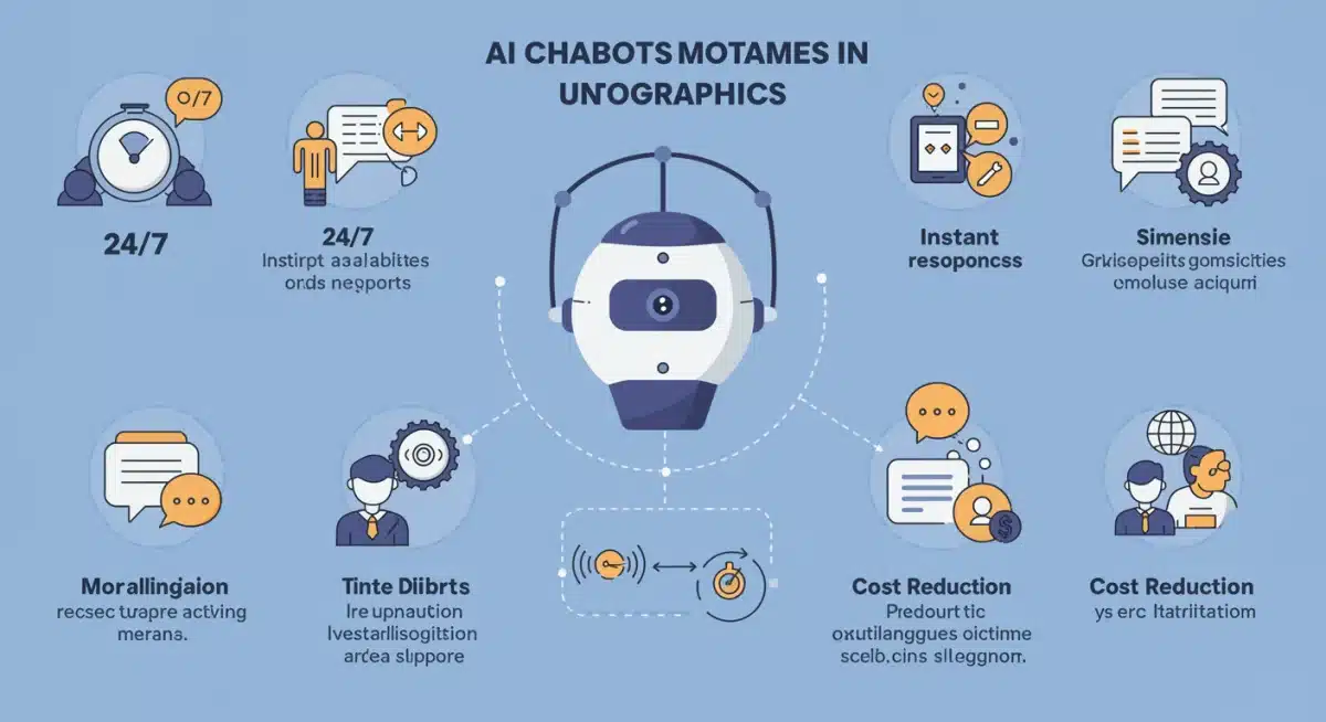 Infographic detailing the benefits of AI chatbots in customer service