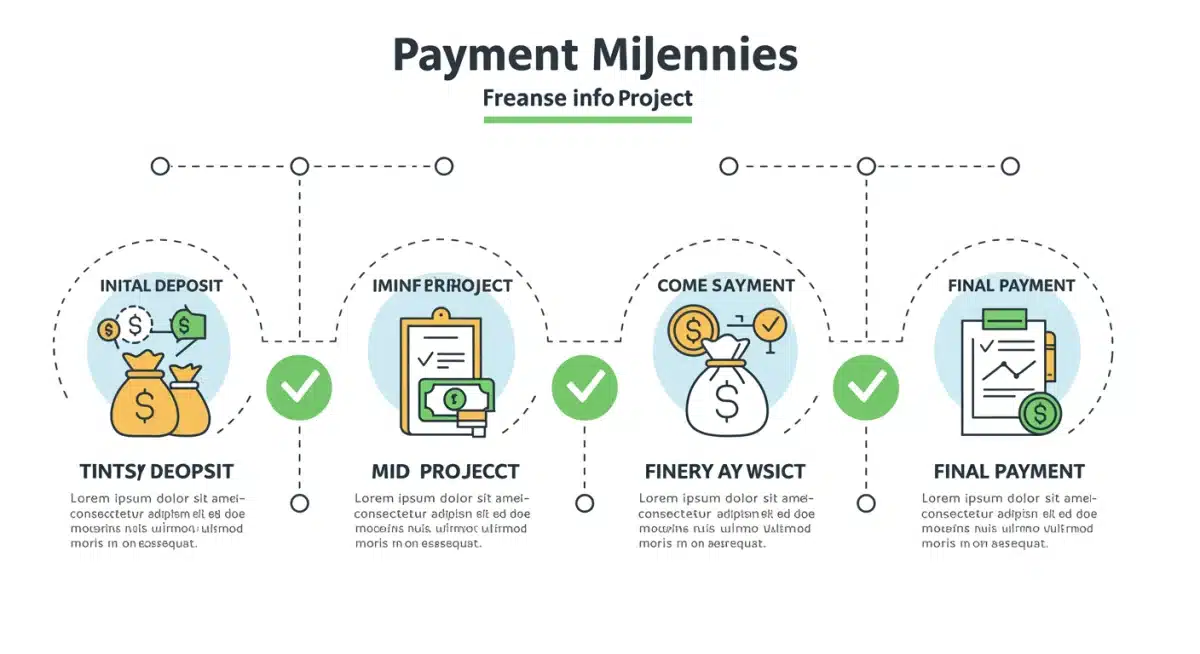 Visual representation of freelance payment milestones and schedule.
