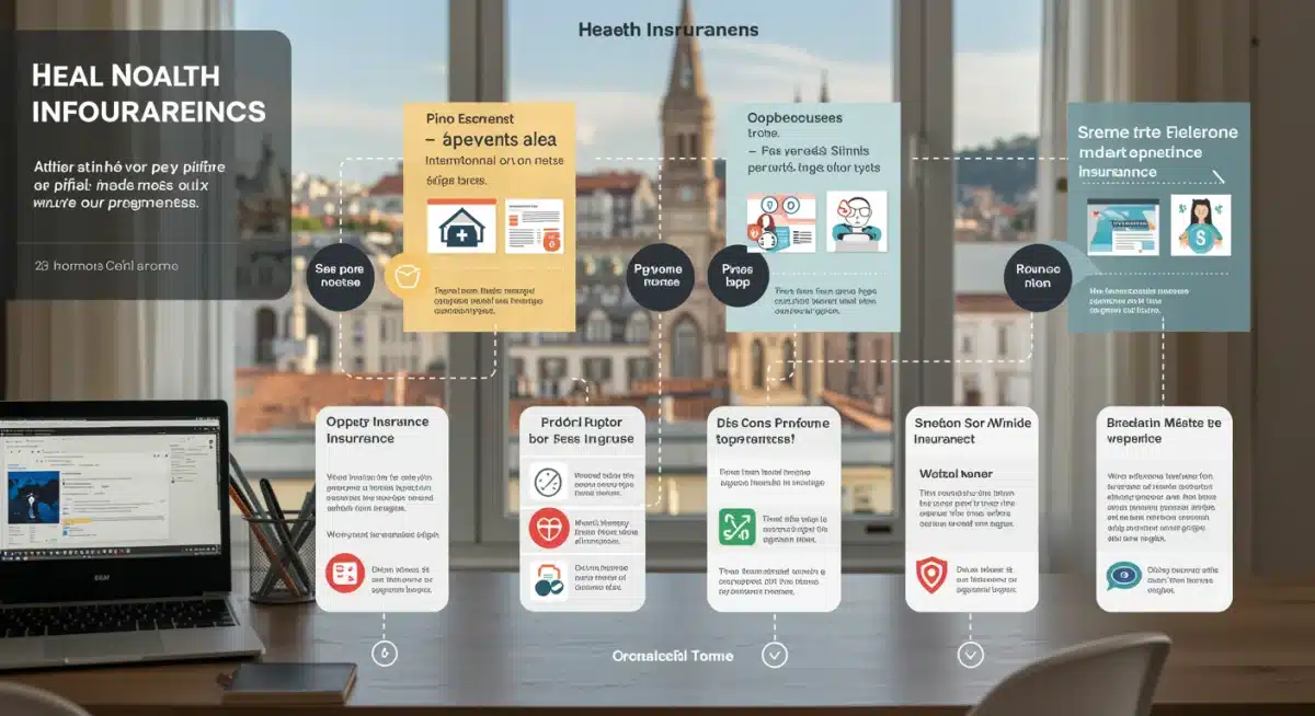 Infographic comparing various health insurance plan types for digital nomads, highlighting features and benefits.