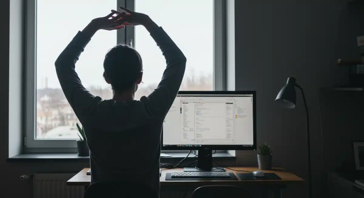 Remote worker taking a mindful break from screen