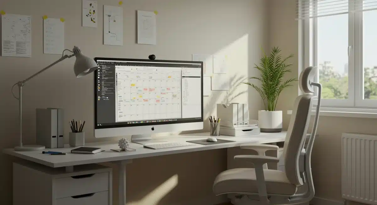 Optimized minimalist home office setup for deep work