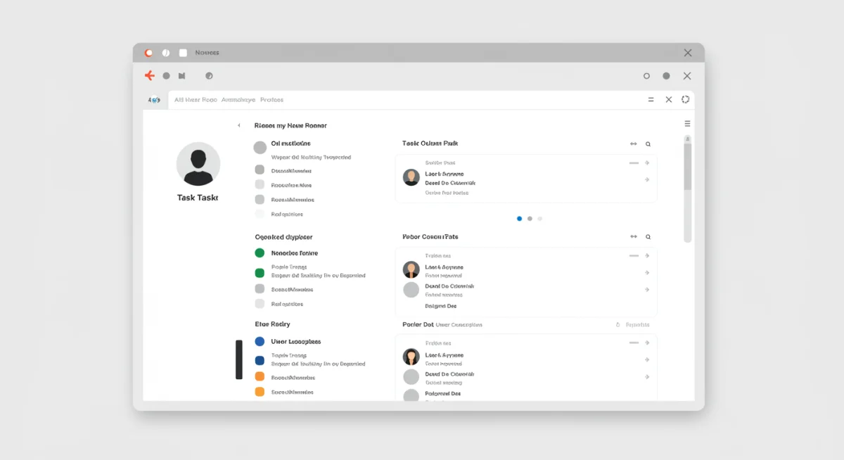 Browser interface with a task management extension in action
