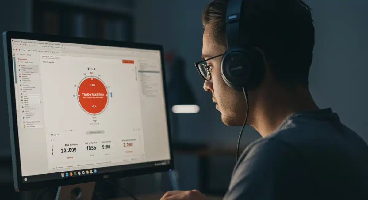 Person using a time-tracking browser extension for focused work