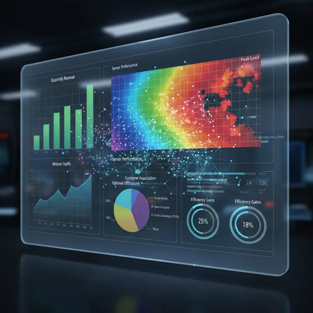 AI-driven data analytics dashboard showing productivity gains