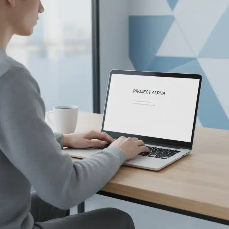 Person focused at a minimalist desk, embodying digital declutter