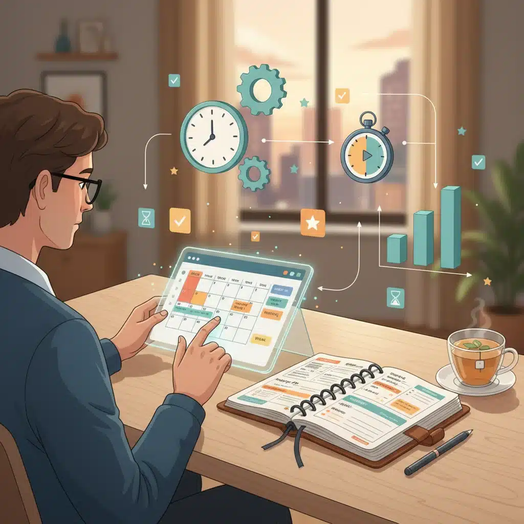 Strategic time blocking and daily planning for enhanced deep work sessions.