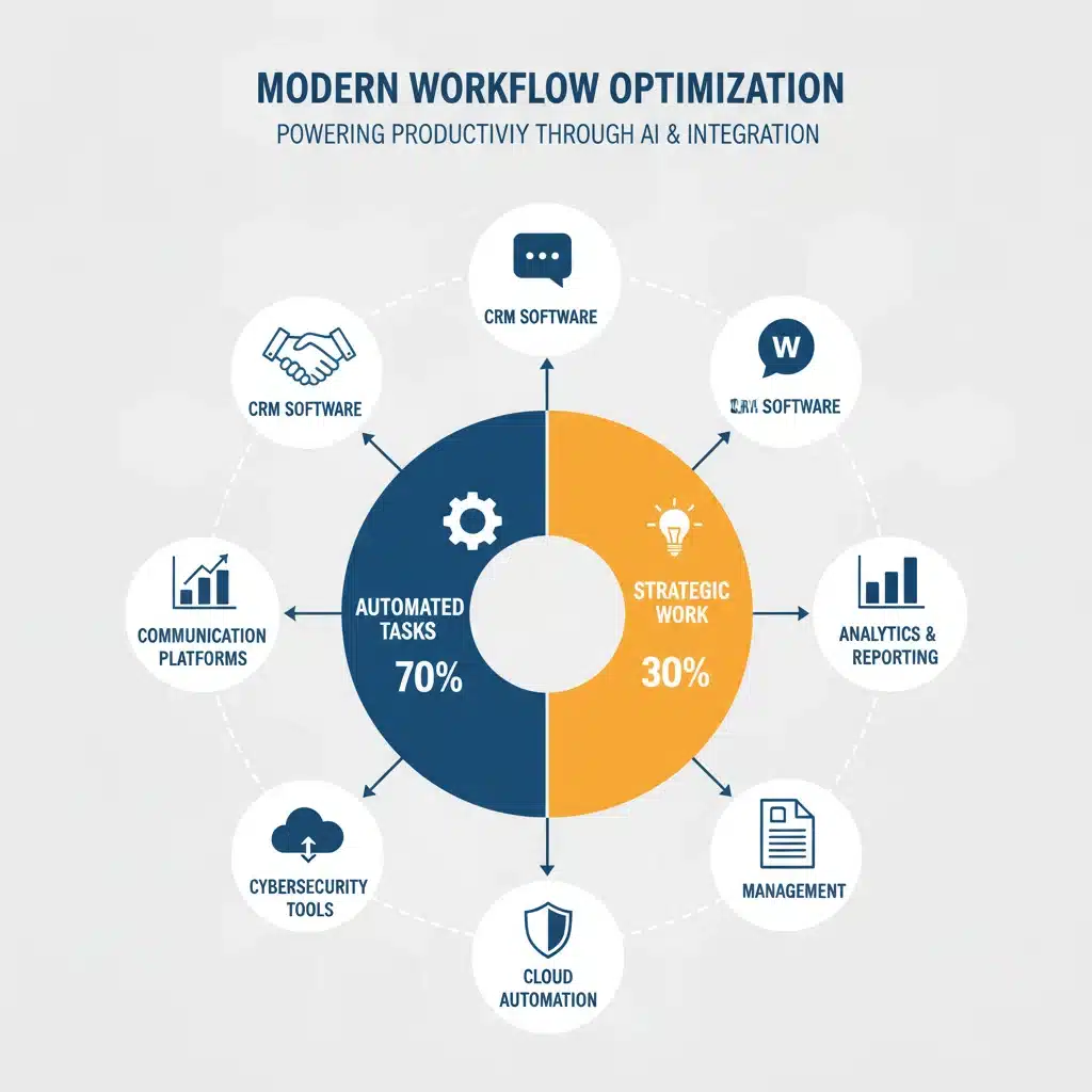 Infographic illustrating 70% task automation in project workflows.