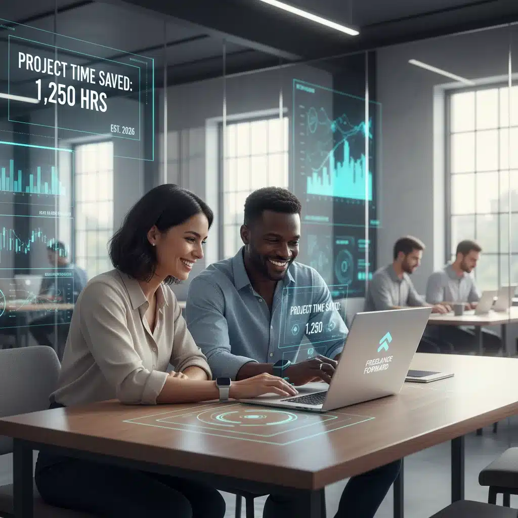 US freelancers collaborating, symbolizing time saved with CRM automation