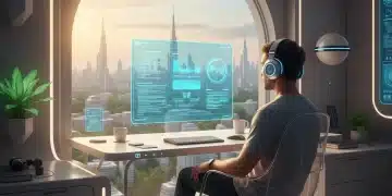 Brain Hacks 2026: Boost Remote Worker Concentration Focused remote worker in a futuristic home office setting, embodying enhanced concentration in 2026.