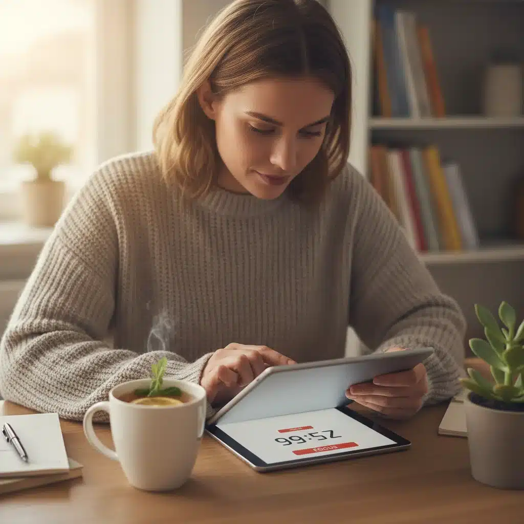Person utilizing Pomodoro Technique for focused work sessions and breaks.