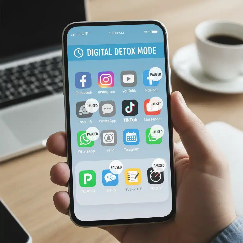 Smartphone with paused notifications and active productivity apps