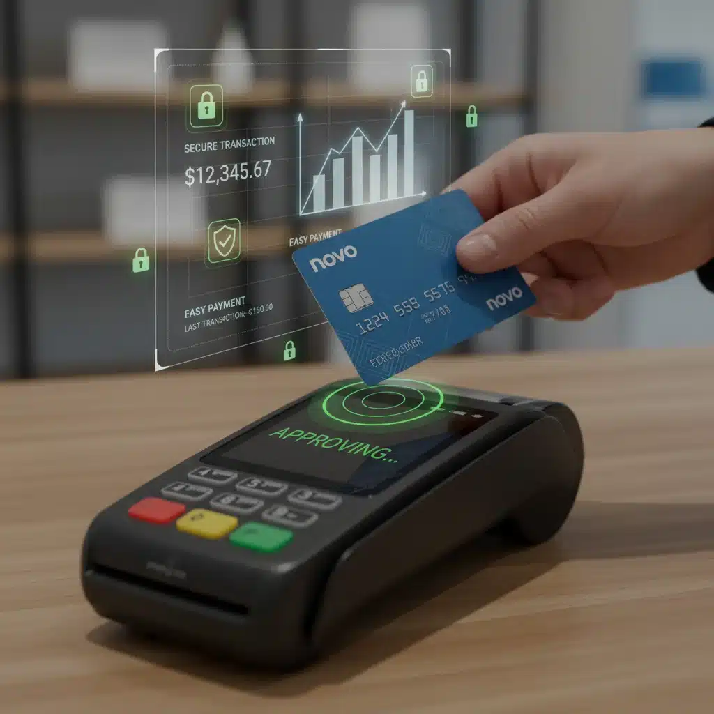 Business debit card used for contactless payment at a terminal