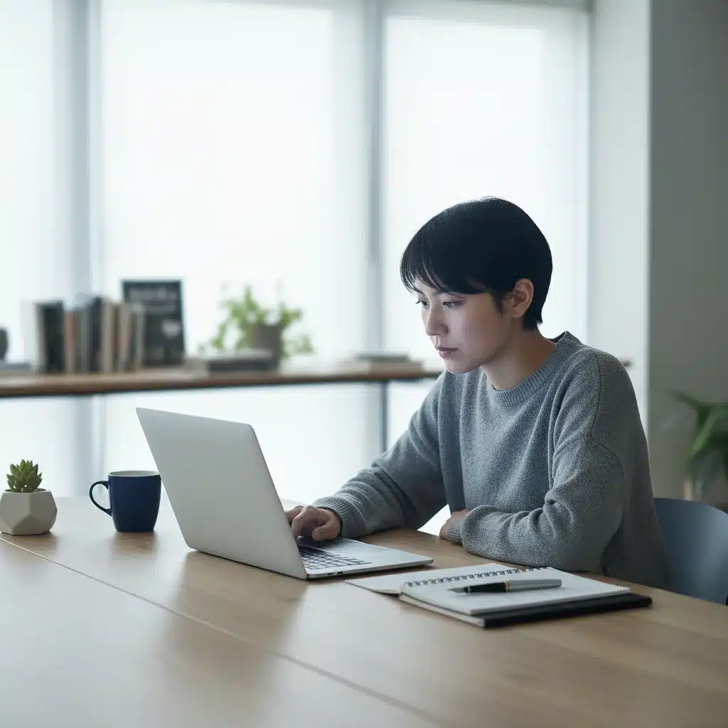 Person intensely focused at a minimalist desk, managing cognitive load effectively