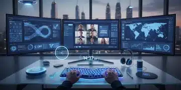 Optimize Digital Workspace: Top 6 Productivity Integrations for Remote US Professionals Modern digital workspace with integrated productivity tools for remote professionals.