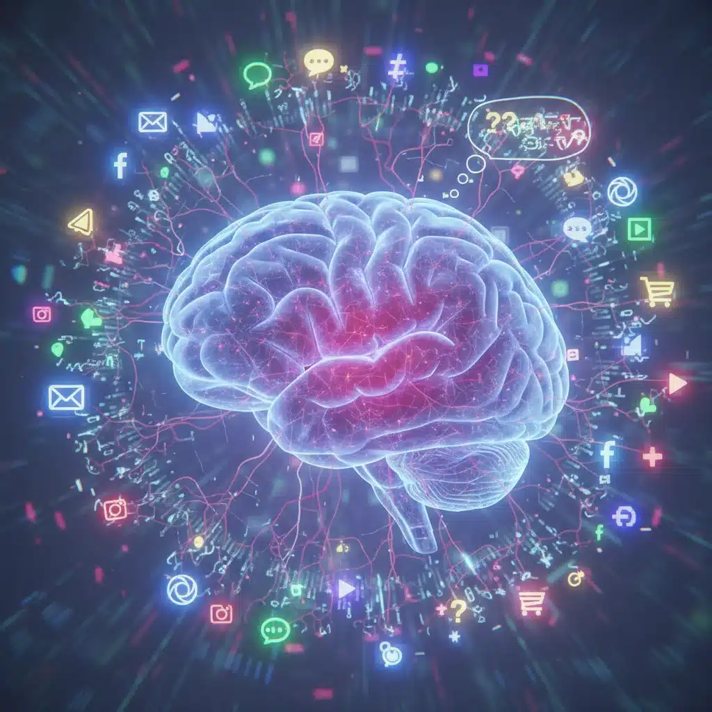 Brain overwhelmed by digital notifications and cognitive overload