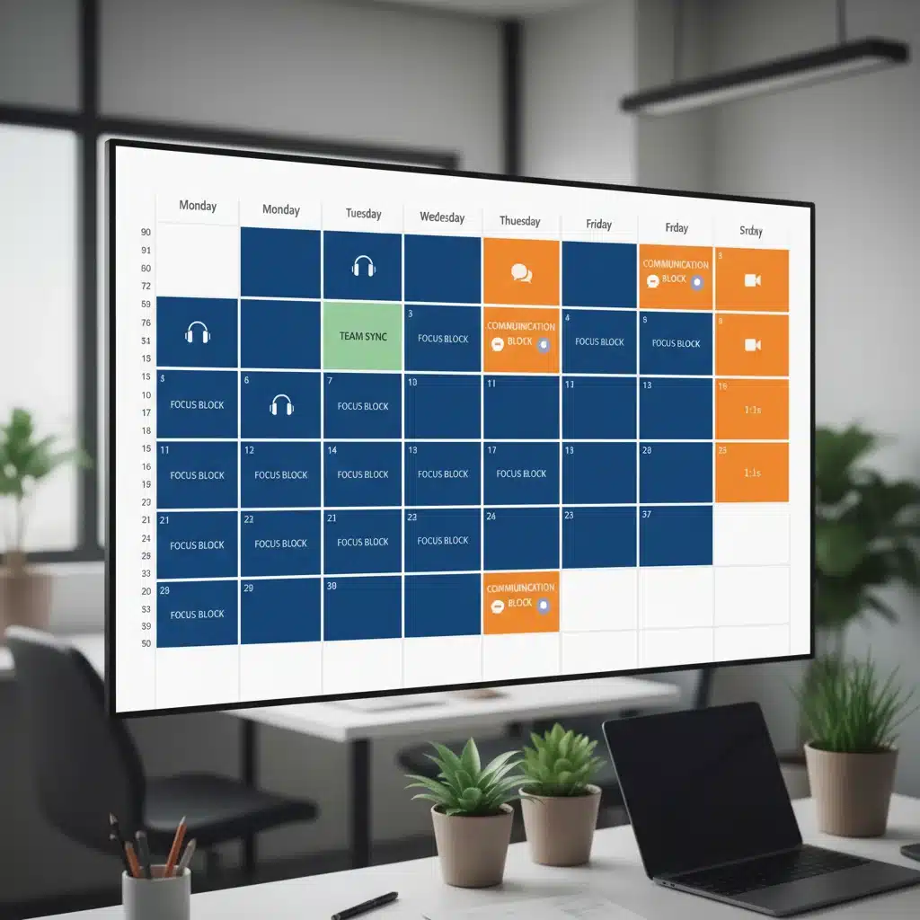 Structured calendar with focus and communication blocks for remote teams
