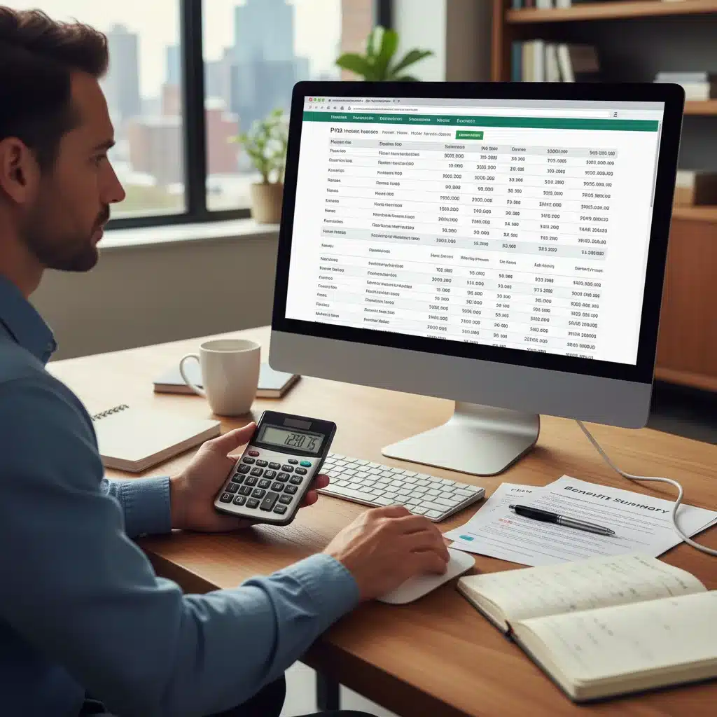 Freelancer analyzing health insurance costs and benefits on a computer