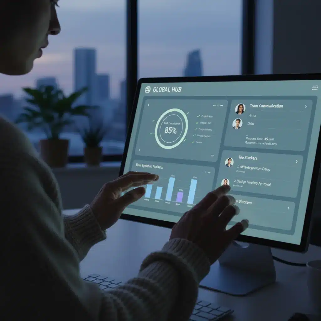 Detailed view of project management dashboard showing remote task tracking and team collaboration