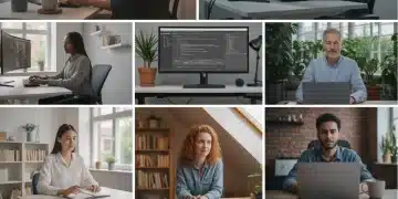 Remote team members deeply focused on work without distractions