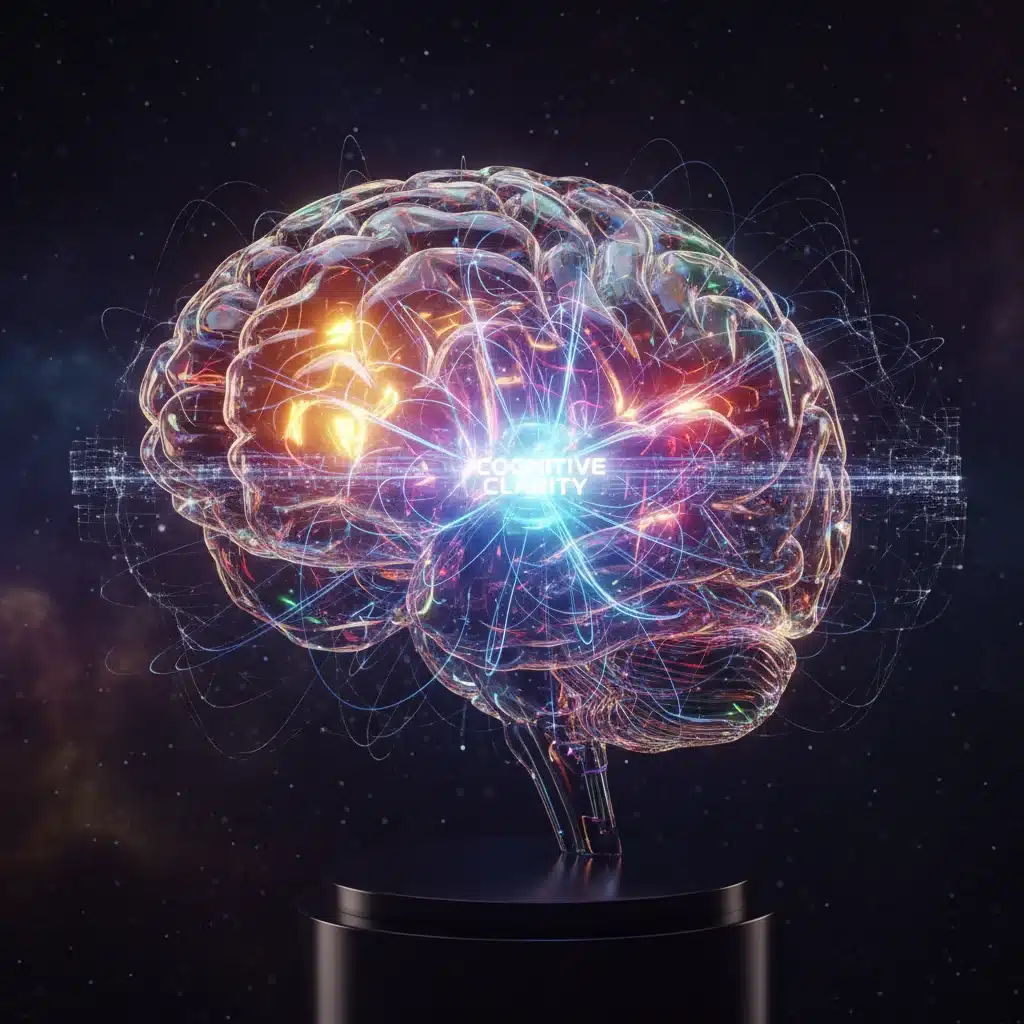Abstract representation of a focused brain, illustrating enhanced concentration and mental clarity during deep work.