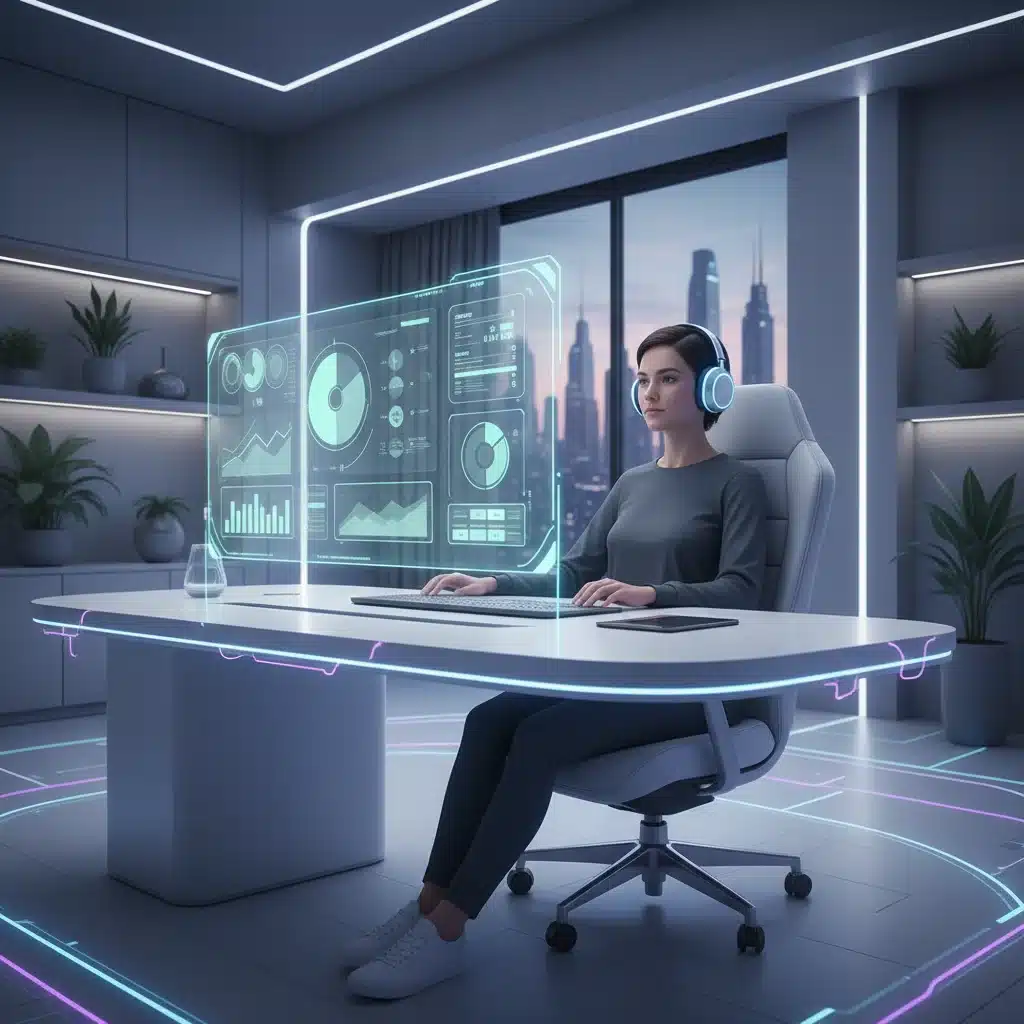 Focused remote worker using new digital distraction blocker software