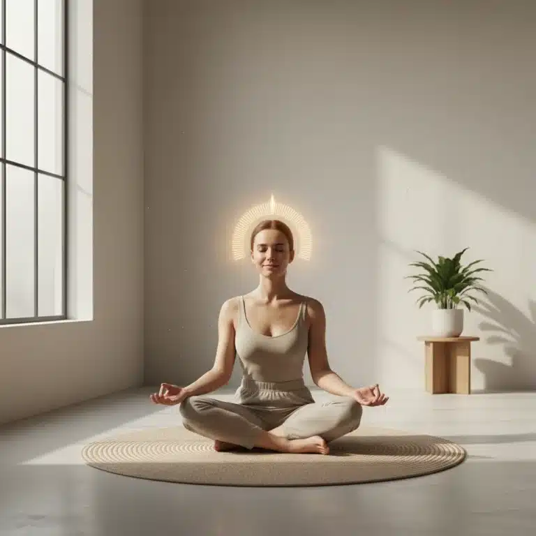 Person meditating, achieving deep, sustained focus and mental clarity.