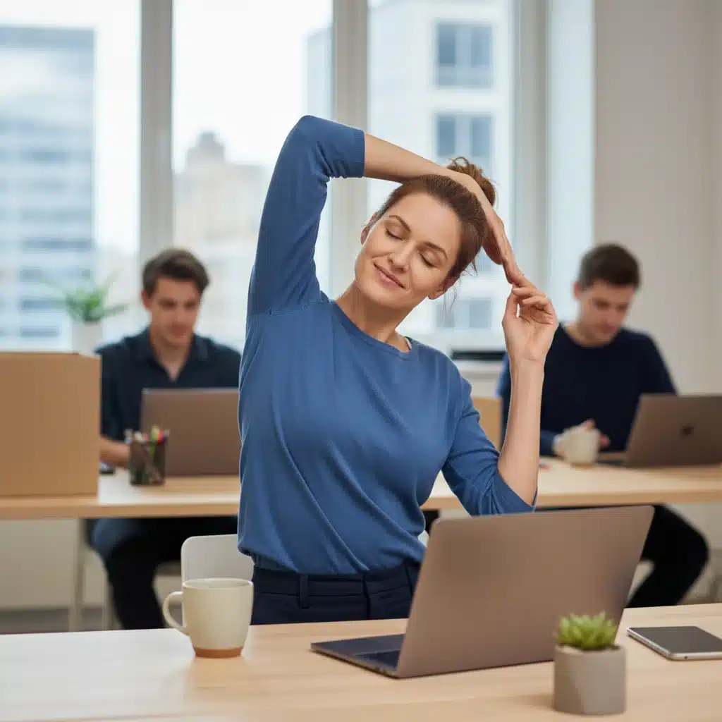 Person taking a mindful stretching break to re-energize and improve focus.